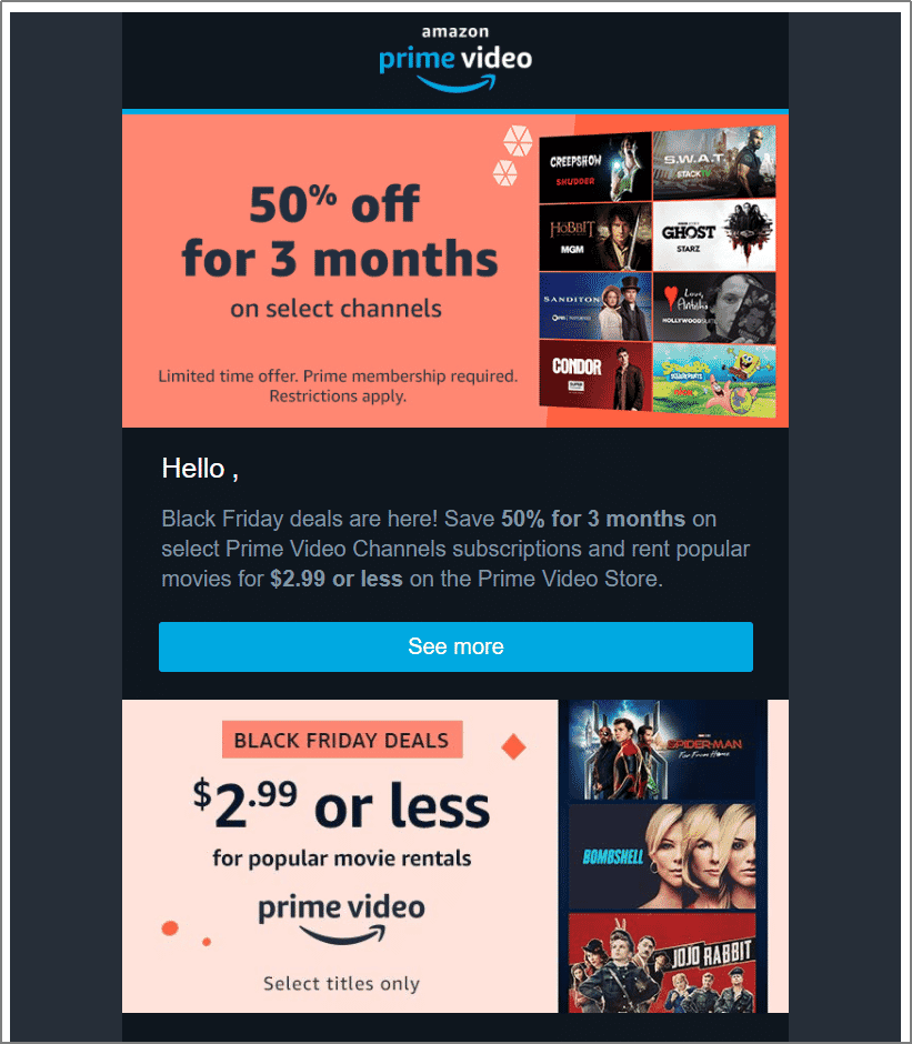 Amazon Prime Video premium offer