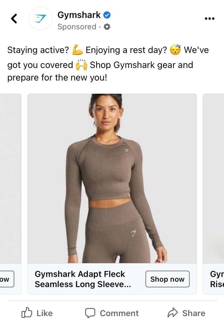 gymshark facebook ad