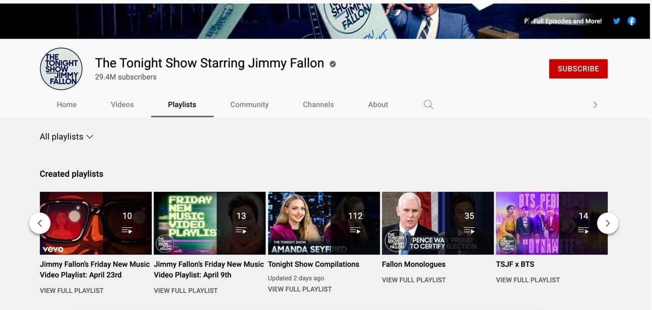 The Tonight Show Starring Jimmy Fallon youtube channel